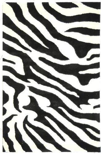 Miniatura 2 de SAFAVIEH Soho Collection SOH717A - Alfombra de lana de primera calidad hecha a mano, 5 x 8 pies, color blanco y negro
