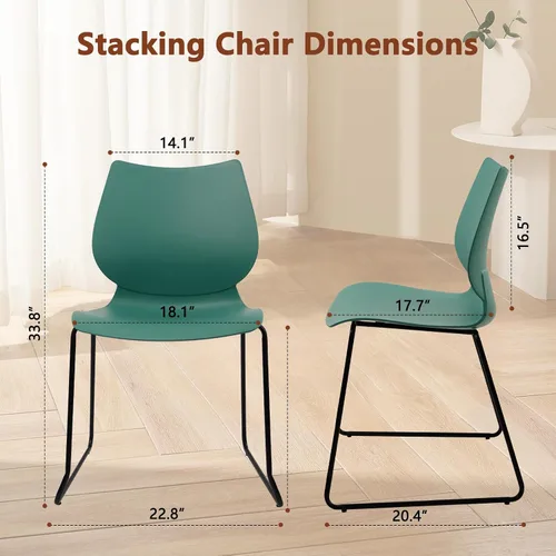 Miniatura 3 de KLASIKA Silla apilable para sala de espera, silla de oficina apilable con soporte lumbar ergonómico y patas de metal, sillas de escritorio