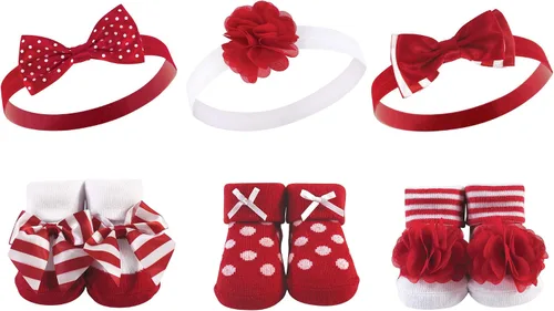 Miniatura 5 de Hudson Baby Conjunto de regalo de diadema y calcetines para niña Flor azul marino rosa