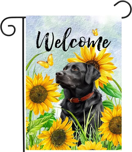 Miniatura 30 de Bandera de jardín floral Border Collie bandera de patio primavera verano bandera de patio flor perro banderas de jardín para exteriores pequeñas