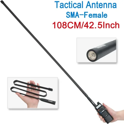 Miniatura 3 de Paquete de 2 ABBREE Antena Táctica CS Plegable de Doble Banda 144/430Mhz SMA-Hembra de 42.5 Pulgadas de Longitud para Radio GMRS Baofeng UV-5R