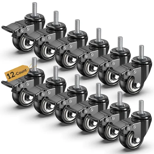 Miniatura 11 de HOLKIE Ruedas giratorias de 4 pulgadas, ruedas de vástago de bloqueo total, 3/8 pulgadas -16 x 1