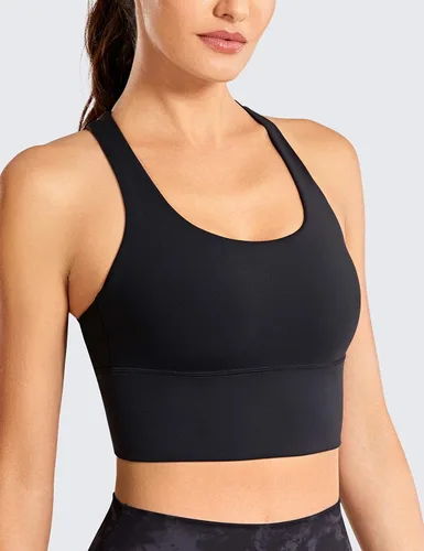 Miniatura 3 de CRZ YOGA Sujetadores deportivos de tirantes largos para mujer, sin varillas, acolchados, cruzados, para yoga, camisetas sin mangas recortadas