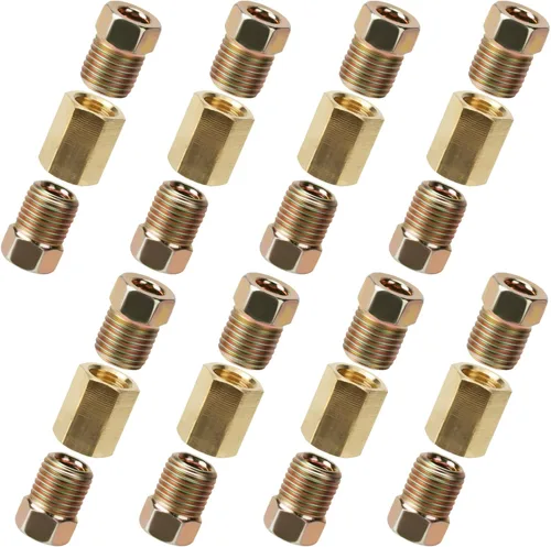 Miniatura 10 de Accesorios de presión de línea de freno de 1/4, 12 piezas de 7/16 pulgadas a 24 roscas surtido de accesorios de línea de freno de latón para tubo