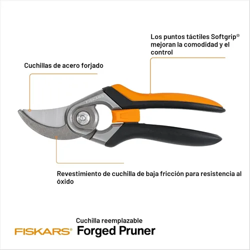 Miniatura 2 de Fiskars - Tijeras bypass de podar, podadora con capacidad de corte de 1 pulgada, con Softgrip, hoja de acero afilada y resistente al óxido que se