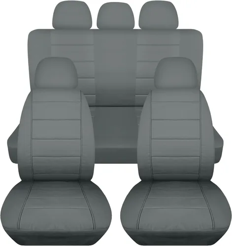 Miniatura 22 de Totally Covers Fundas de asiento de coche sólidas con 5 fundas (2 delanteras + 3 traseras) para reposacabezas: color negro, ajuste