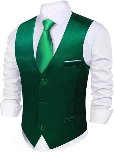 Miniatura 3 de Barry.Wang Chaleco formal para hombre, cuello en V, ajustado, casual, colores sólidos, chaleco para fiesta de boda