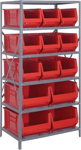 Miniatura 137 de Quantum QSBU-245BK Heavy Duty Shelving Unit with (7) Shelves and (24) QUS245 Black Bins for Garage Warehouse Storage Distribution 400 lb Load