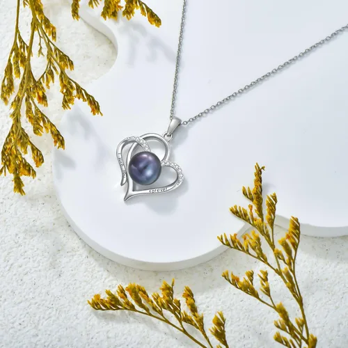 Miniatura 15 de Collar con colgante de perlas negras cultivadas, joyería fina, regalos para mujeres, collar con pedante de perlas negras de agua dulce para mujer