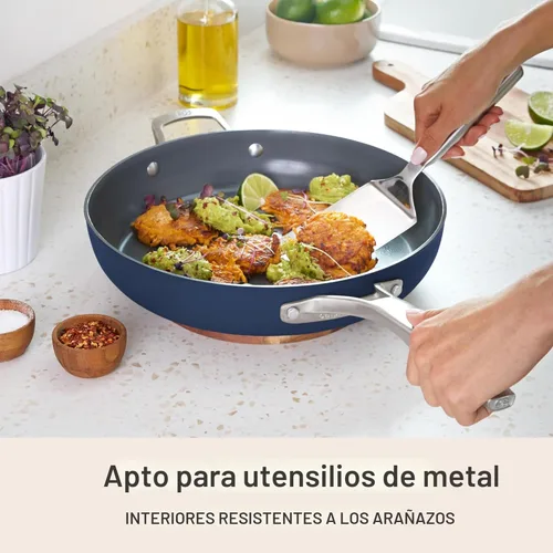Miniatura 7 de Calphalon® Premier - Sartén antiadherente de cerámica de 12 pulgadas con tapa, azul medianoche