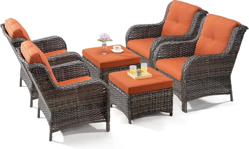 Miniatura 12 de Juego de 2 sillas de patio giratorias de 360 grados para exteriores y mesa auxiliar a juego – 3 sillas deslizantes de mimbre para patio con cojines