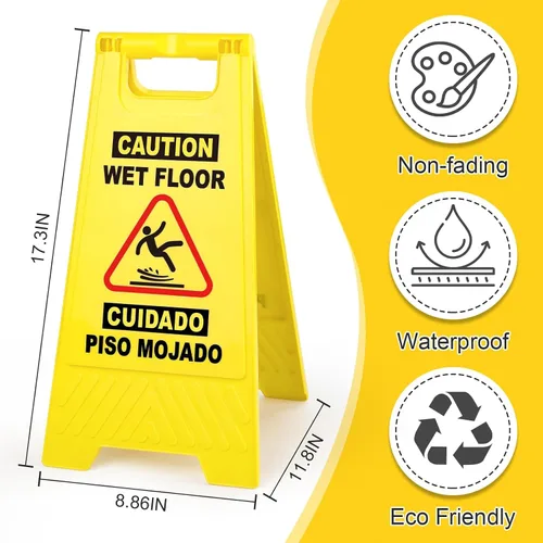 Miniatura 2 de XPCARE Paquete de 8 letreros de advertencia de precaución para piso, 17.5 pulgadas, color amarillo, señales de advertencia de seguridad para suelo