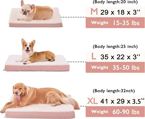 Miniatura 3 de WATANIYA PET Cama grande de espuma viscoelástica para perros, cama ortopédica para perros con espuma de gel refrescante, forro impermeable y funda