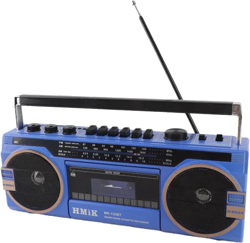Miniatura 10 de Reproductor de casete portátil, Retro Blueooth, AM FM SW Radio estéreo reproductor de cinta de casete con altavoz grande y conector