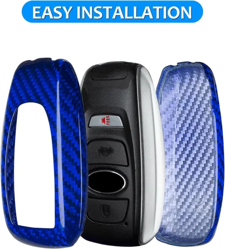 Miniatura 2 de T-carbon Funda de fibra de vidrio real compatible con llavero BRZ, XV Outback, Ascent, Crosstrek, WRX, Legacy, Forester Key Fob, azul