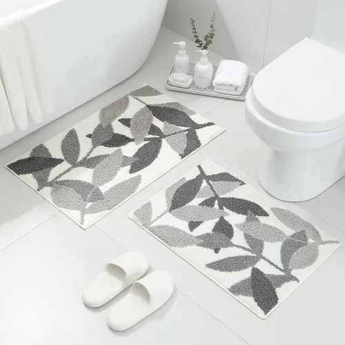 Miniatura 11 de Gibelle Alfombra de baño azul, antideslizante, fuerte y absorbente de agua, tapete de baño de microfibra de felpa, lavable a máquina, tapete