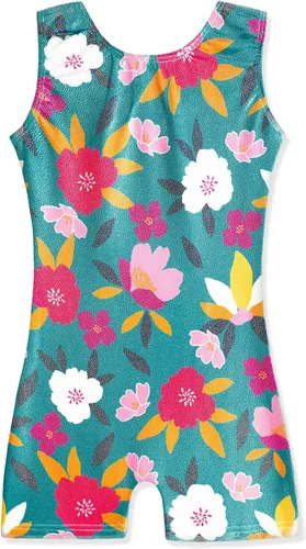 HOZIY Leotardos de gimnasia con pantalones cortos para niñas pequeñas y niños pequeños, maillots de gimnasia, trajes de gimnasia con diseños