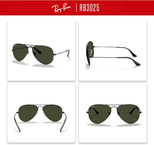Miniatura 83 de Ray-Ban RB3025 - Lentes de sol de aviador de metal para hombre y mujer + paquete con kit de cuidado de gafas iWear de diseñador