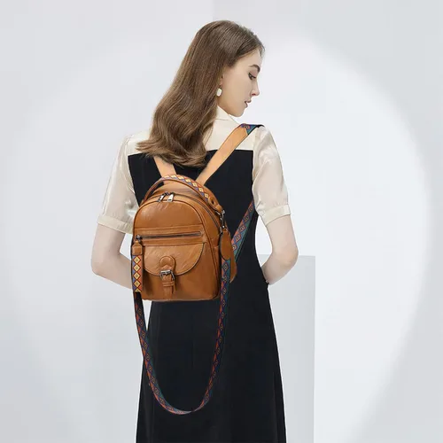 Miniatura 7 de KL928 Mochila pequeña para mujer, mochila de hombro a la moda, marrón (YELLOWISH BROWN), Mochilas Daypack