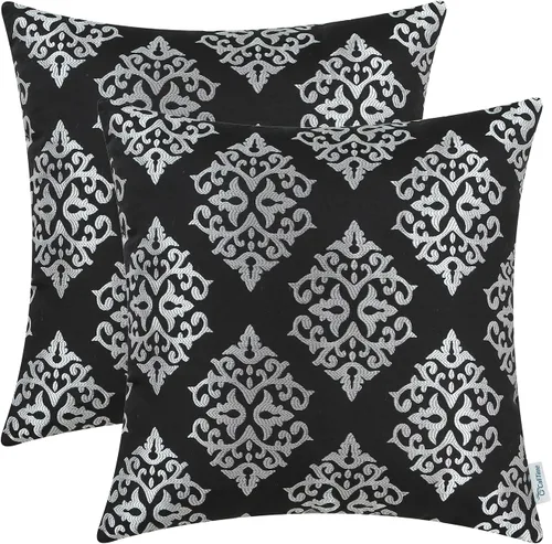 CaliTime Paquete de 2 fundas de almohada de jacquard suave para sofá, decoración del hogar, estilo vintage, con forma de diamante, damasco, floral,