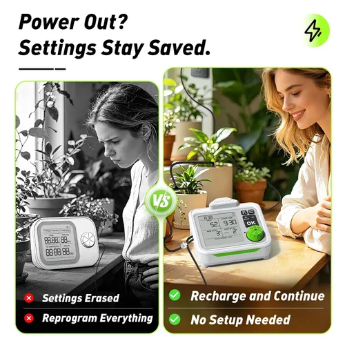 Miniatura 5 de RAINPOINT Regadera automática para plantas de interior de gran pantalla para maceta, ciclo y modo de remojo, sistema de riego por goteo automático