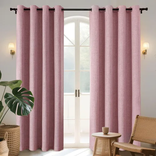 Miniatura 12 de Joydeco Cortinas opacas de 84 pulgadas de largo, 2 paneles burg, cortinas de oscurecimiento de habitación para dormitorio, cortinas térmicas Negro