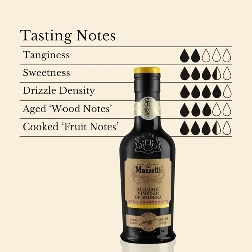 Miniatura 4 de Mazzetti Gold Label - Vinagre balsámico de Modena IGP, 8.45 onzas líquidas, suave y equilibrado, madurado en barricas de roble, perfecto