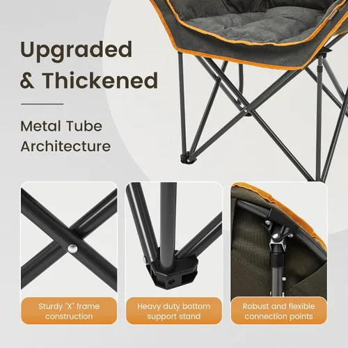 Miniatura 6 de Silla de campamento acolchada de gran tamaño para adultos, silla de césped acolchada portátil, capacidad de peso de 450 libras, silla plegable