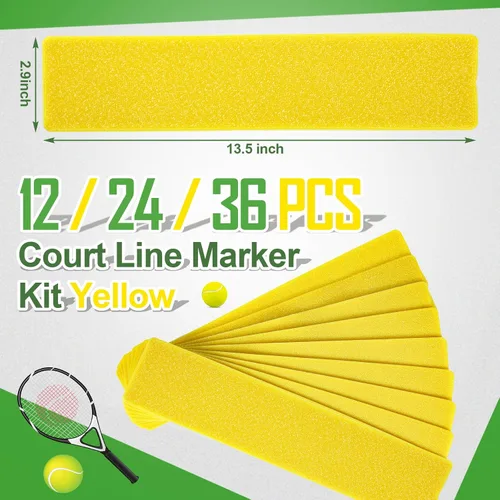 Miniatura 2 de Moukeren Juego de marcadores de línea de cancha amarillos, juego de líneas para tenis, baloncesto, voleibol, bádminton, pickleball, cancha de red