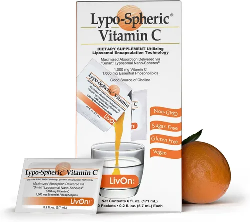 LivOn Laboratories Lypo–Spheric Liposomal Vitamina C 1000mg 30 paquetes – Sin azúcar, apoyo inmunológico, a base de plantas – Fácil de tragar,