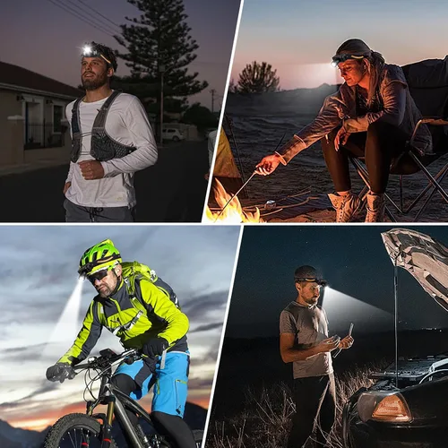 Miniatura 7 de VAVOFO Paquete de 2 linternas LED para faros delanteros, 500 lúmenes, recargable, impermeable, con luz blanca brillante + roja, atenuación continua