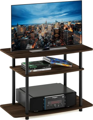 Miniatura 18 de Furinno Frans Turn-N-Tube - Soporte para televisor de 4 niveles, para televisores de hasta 43 pulgadas, color roble blanco