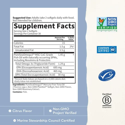 Miniatura 4 de Garden of Life Aceite de pescado omega avanzado formulado por el Dr. - Limón, 1,290 mg de EPA, DHA + DPA en forma de triglicéridos, suplemento Omega