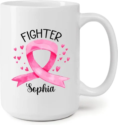 Miniatura 14 de Taza personalizada para sobrevivientes de cáncer, taza de cáncer de mama, taza de cinta rosa, regalo para sobreviviente de cáncer de mama, taza