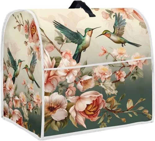 Miniatura 10 de UNICEU Protector de cubierta de batidora de soporte de cocina con estampado retro de mariposa de girasol, con mango superior, cubierta de polvo
