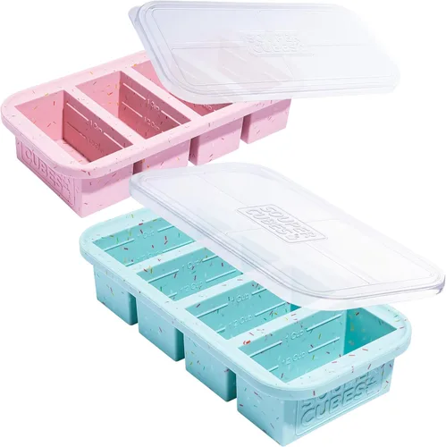 Miniatura 9 de Souper Cubes Bandeja de Silicona para Congelador de 1 Taza con Tapas, Perfecta para Almacenar Caldo, Sobras, Arroz, Salsa y Más, Moldes de Silicona