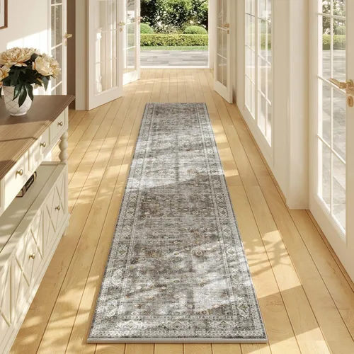 Miniatura 28 de Rugcomf Alfombra de pasillo de 2 x 6 pies, lavable, bohemio, suave, antideslizante, no desprende pelusa, lana sintética, estilo vintage para cocina