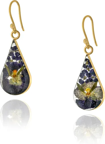 Miniatura 27 de Amazon Essentials Pendientes de plata de ley con forma de lágrima de flor prensada (anteriormente Amazon Collection)