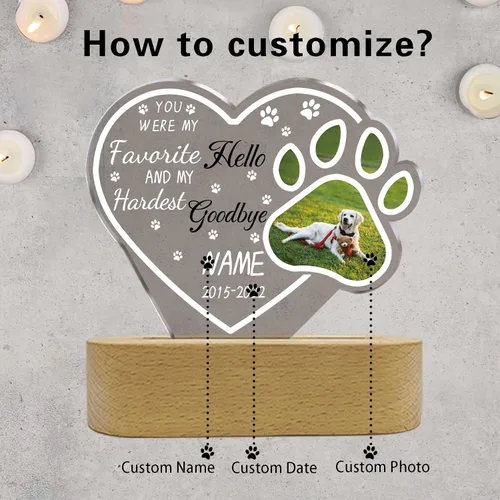 Miniatura 2 de Lámpara Nocturna Personalizada de Recuerdo para Mascotas, Lámpara de Noche de Simpatía, Lámpara de Acrílico Personalizada con Foto, Placa de Foto