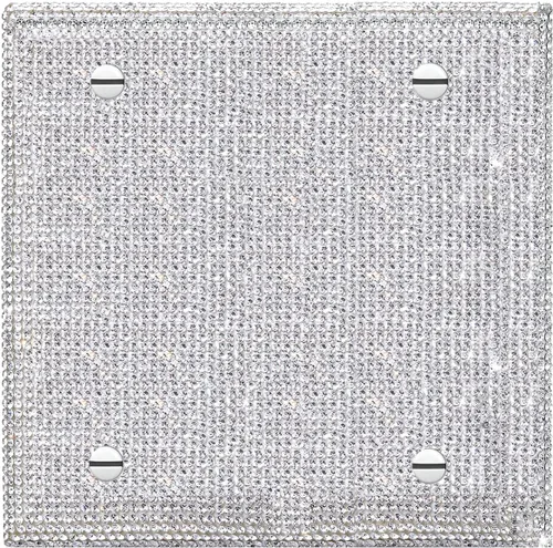 Miniatura 15 de Cubierta de placa de pared de diamantes de imitación plateados brillantes, cubierta de interruptor de luz de palanca doble, cubierta de salida