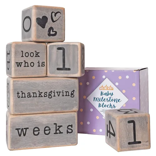 Miniatura 10 de MAINEVENT Bloques de hitos mensuales para bebés, juego completo, accesorios de fotografía para recién nacidos, los mejores regalos de baby shower
