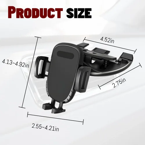 Miniatura 2 de Zpana Soporte para teléfono con ranura de CD para automóvil, giratorio de 360°, antivibración, resistente, reproductor de CD para vehículos, soporte