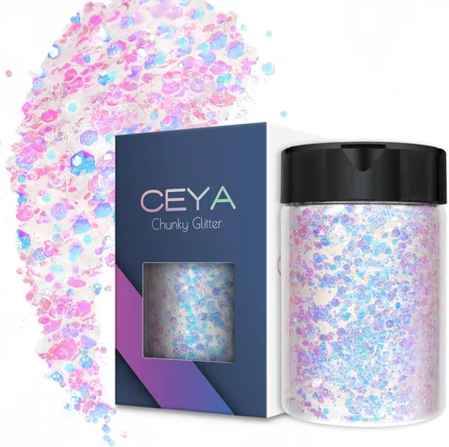 Miniatura 13 de Ceya Polvo de purpurina blanca ultra fina de 3.5 onzas/3.53 oz de ópalo mágico iridiscente para manualidades de 1/128 pulgadas, 0.008 pulgadas