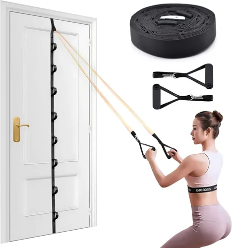 Miniatura 15 de Brebebe Correa de anclaje de puerta para ejercicios de bandas de resistencia, anclaje de múltiples puntos para gimnasio en casa, banda de puerta