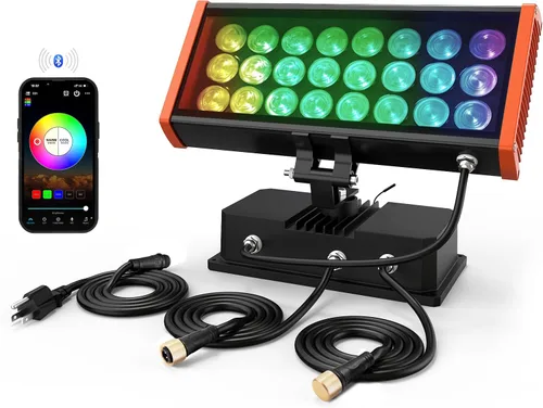 Miniatura 10 de Luz de Lavadora de Pared LED Inteligente, Barras de Luz Inteligentes RGB+CW de 168W con Control de Grupo e Individual, Funciones de Temporización