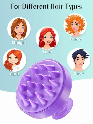Miniatura 70 de HEETA Masajeador de cuero cabelludo para el crecimiento del cabello, cepillo de champú exfoliante de cuero cabelludo de silicona suave para Rojo