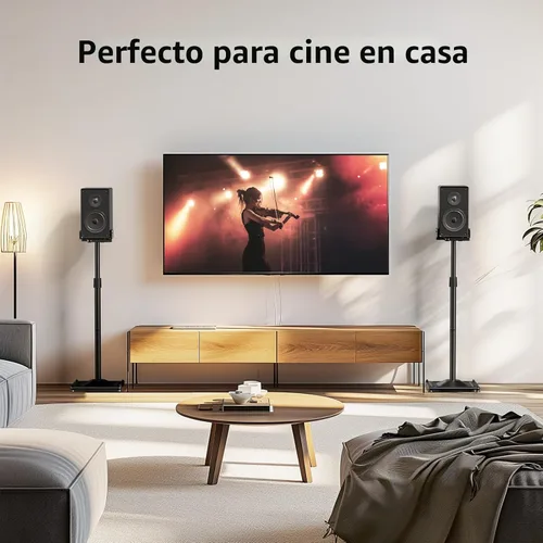 Miniatura 8 de PERLESMITH Soportes universales para altavoces de sonido envolvente, altura ajustable que se extiende de 33.3 a 45.1 pulgadas, soporte de altavoz