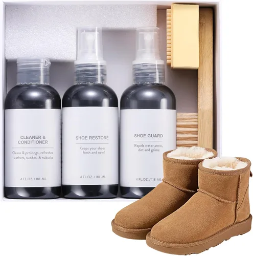Kit de limpieza de zapatos, kit de cuidado de zapatos de gamuza con limpiador de zapatos, zapato impermeable, kit de limpieza de zapatos de gamuza,