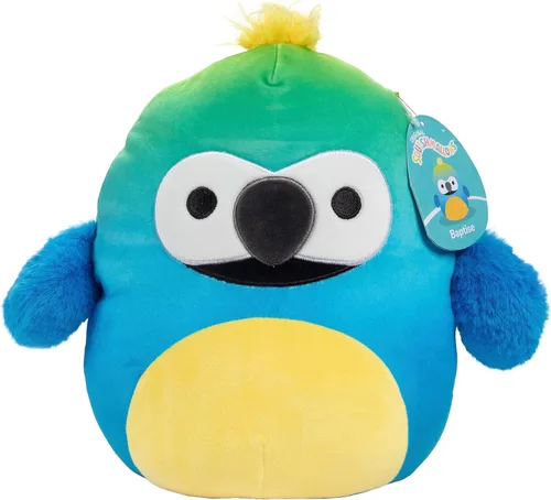 Squishmallows Original de 10 Pulgadas Baptise El Guacamayo - Peluche Oficial de Jazwares para Vacaciones - Suave, Acurrucable, Animal de Peluche