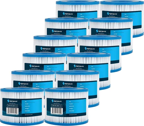 SpiroPure Cartucho de repuesto para BestWay Coleman SaluSpa Type VI 90352E 90424E Intex Type VI Hot Tub Spa Pool Cartucho de repuesto (paquete de 12)